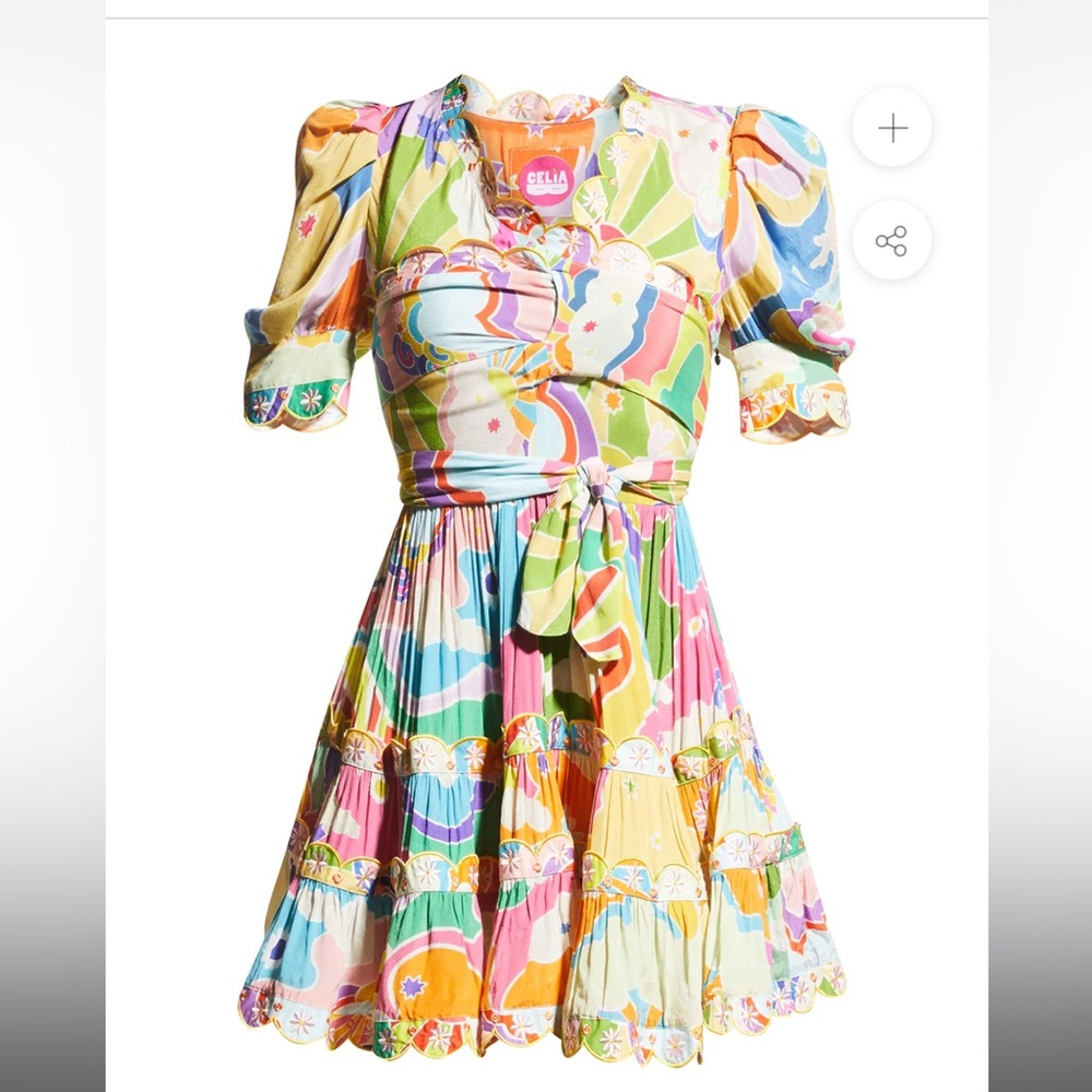 ANDROMEDA SCALLOPED MULTICOLOR MINI DRESS BY CELIAB